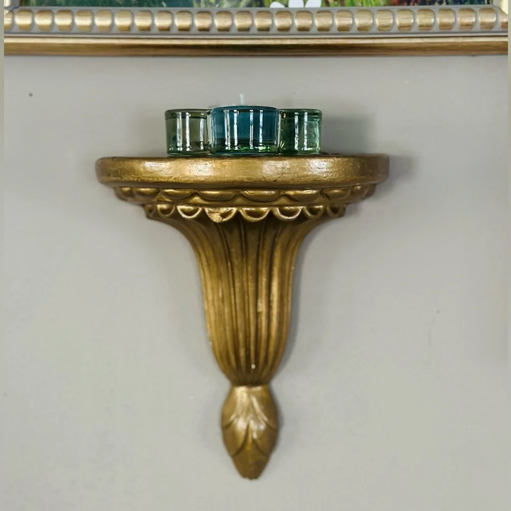 Vintage Florentine demilune wall shelf